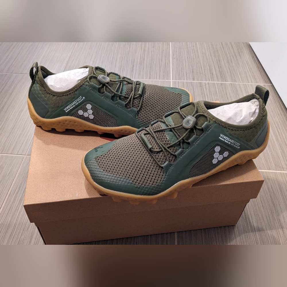 New in box Vivobarefoot Primus Trail SG L EU 39 Capulet Olive